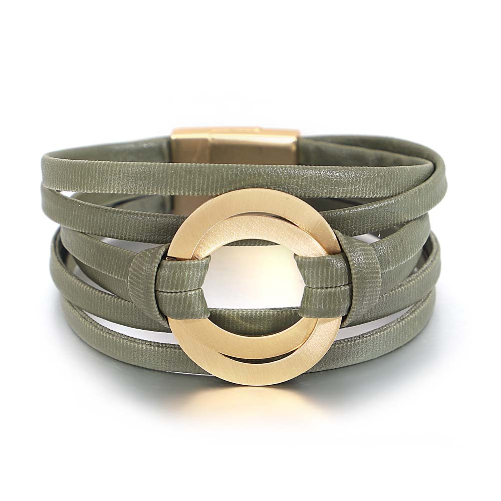 Leatherwork Rings - Amorcome 여성을위한 클래식 더블 서클 금속