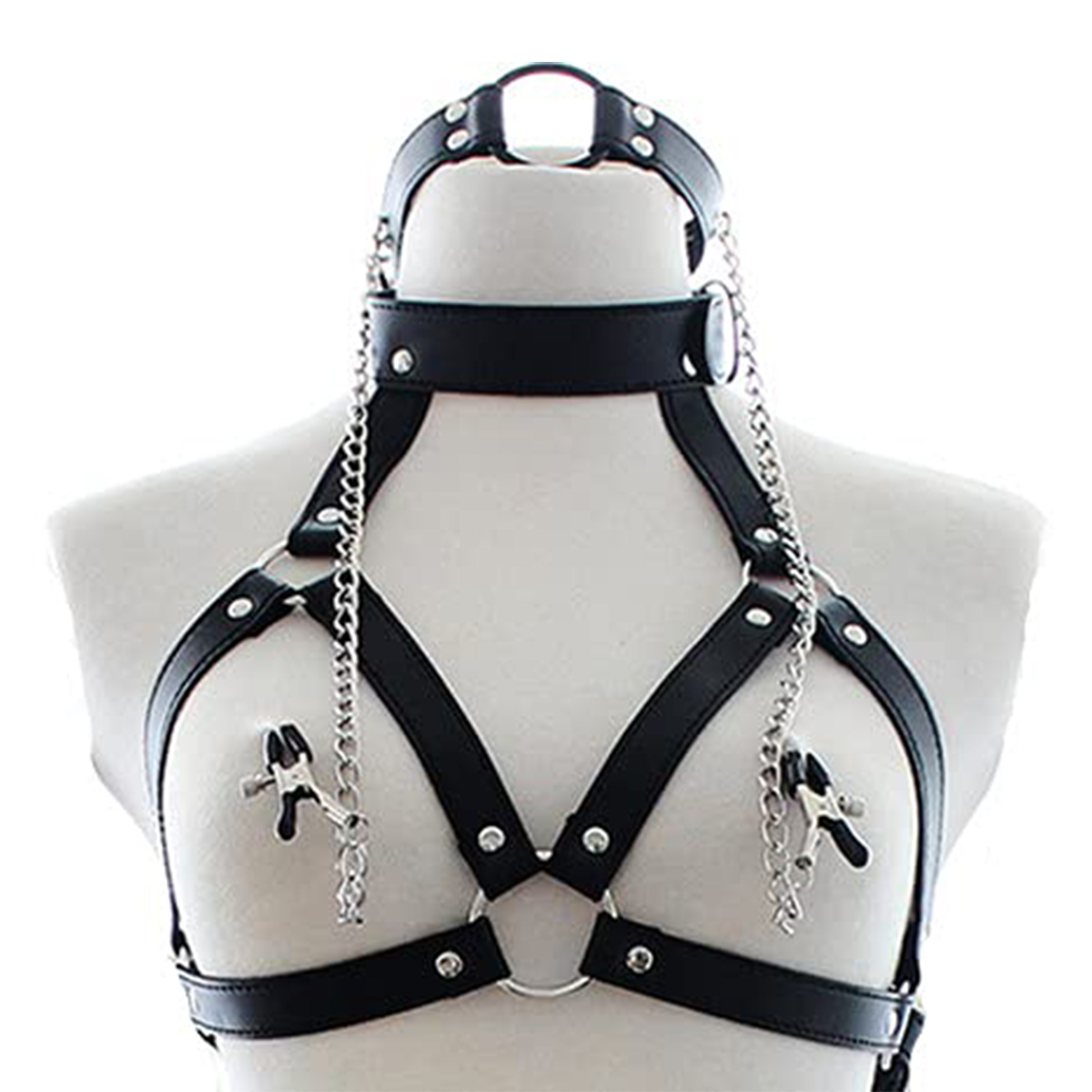 Leatherwork Clamp - PU 가죽 속박 초커 칼라 젖꼭지