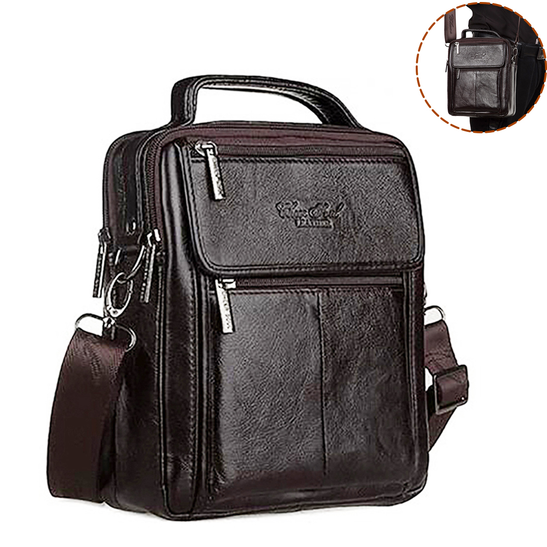 Leather Work Bag Mens - 남성용 크로스바디 메신저 숄더백, 정품 가죽