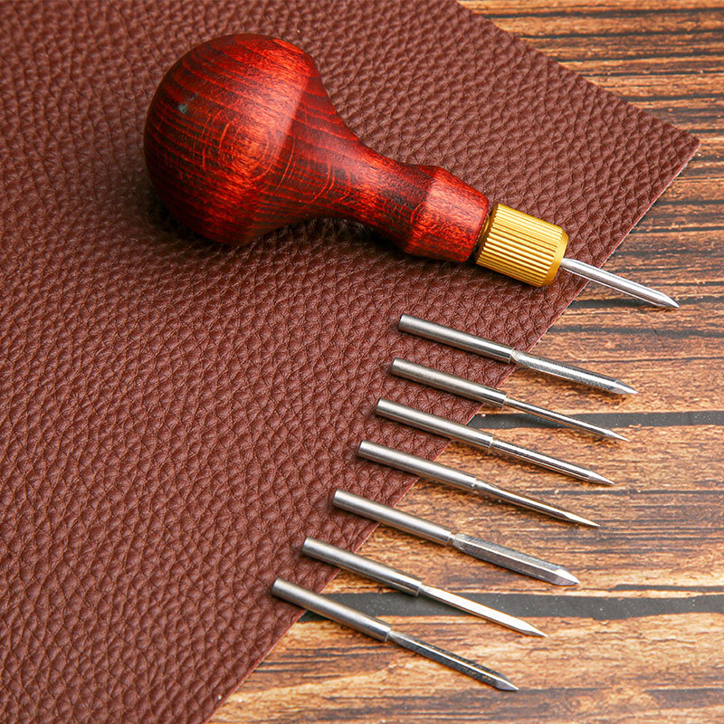 Leatherwork Awl - DIY 가죽 펀치 송곳 나무 손잡이