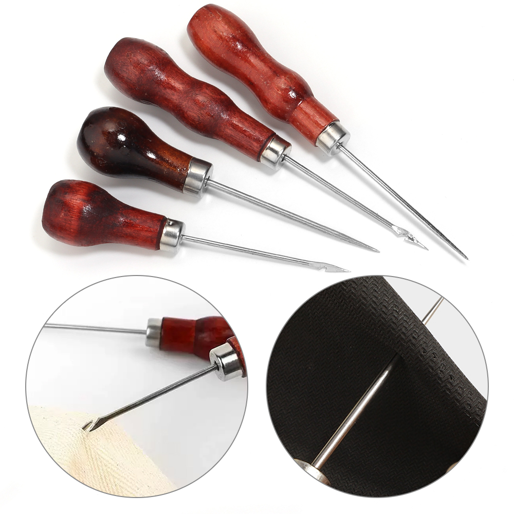 Leatherwork Awl - 나무 손잡이 두건 DIY 가죽 텐트