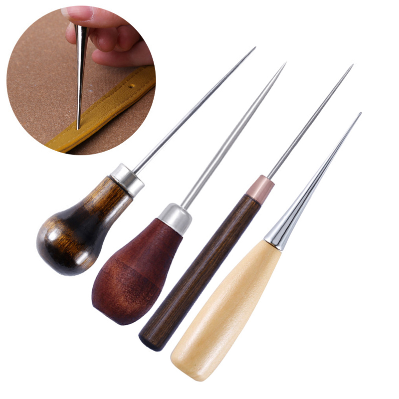 Leatherwork Awl - 내구성 전문 가죽 나무 손잡이 가죽