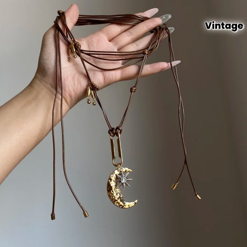 Leatherwork Rings - 여성을위한 빈티지 골드 컬러 문 스타