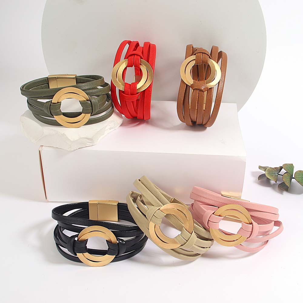 Amorcome 여성을위한 클래식 더블 서클 금속 매력 - Leatherwork Rings 리뷰 및 가격