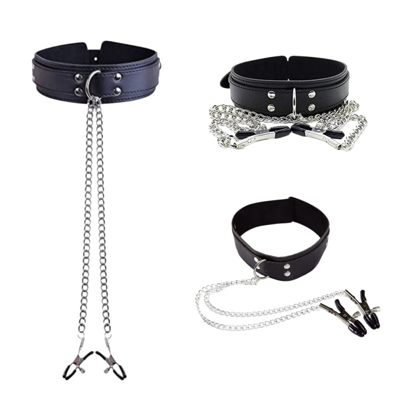 여성용 펑크 가죽 넥 초커 칼라, 체인 니플 클램프 브 - Leatherwork Clamp 리뷰 및 가격