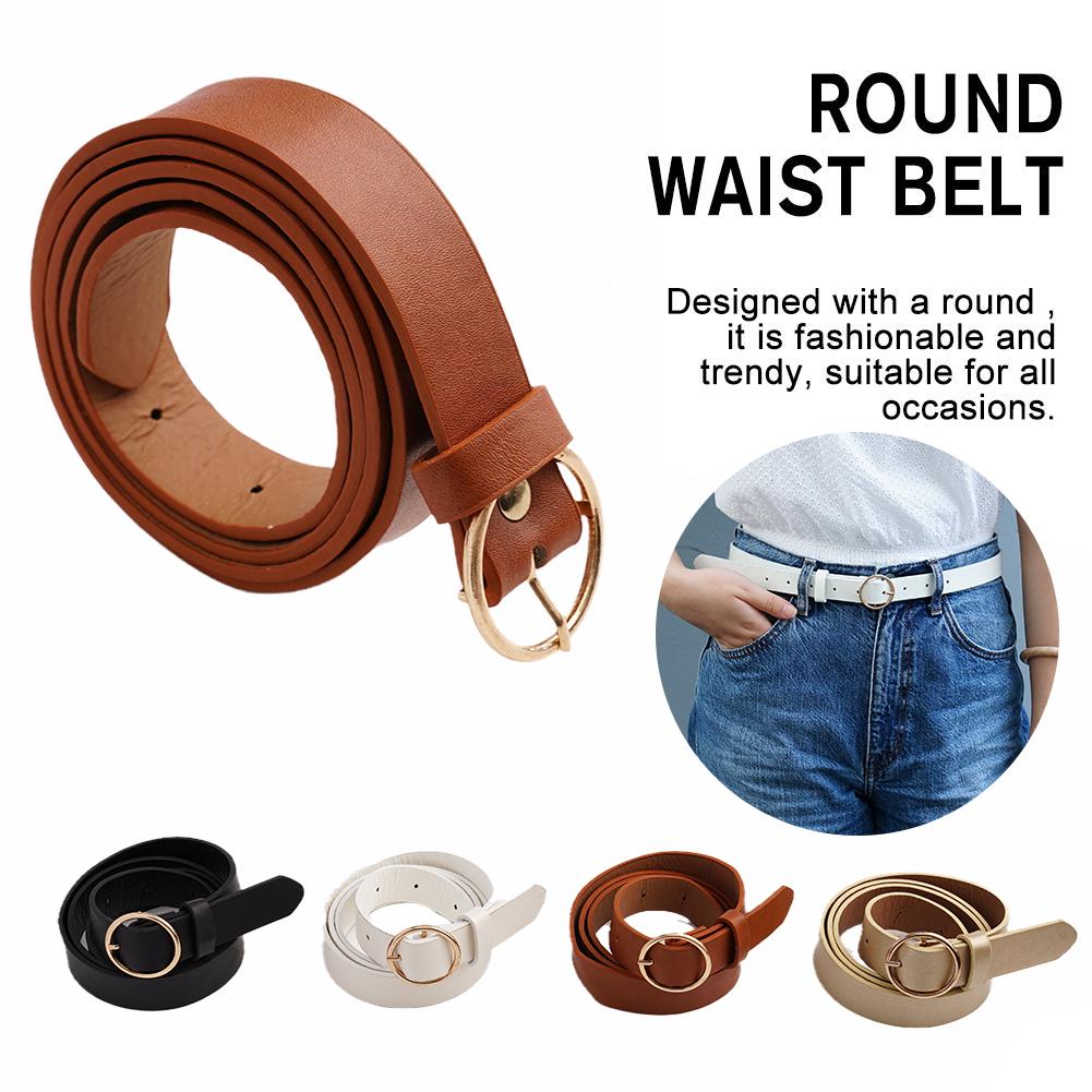 트렌디한 여성 PU 가죽 벨트, 원형 골드 버클, 패션 - Leatherwork Rings 리뷰 및 가격