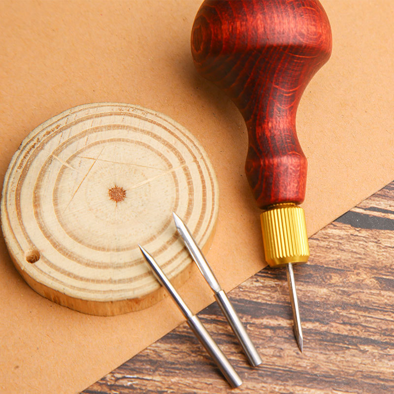 DIY 가죽 펀치 송곳 나무 손잡이 교체 가능한 바늘  - Leatherwork Awl 리뷰 및 가격