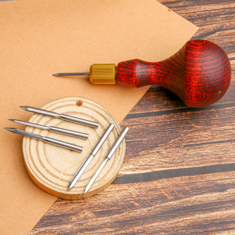 DIY 가죽 펀치 송곳 나무 손잡이 교체 가능한 바늘  - Leatherwork Awl 리뷰 및 가격