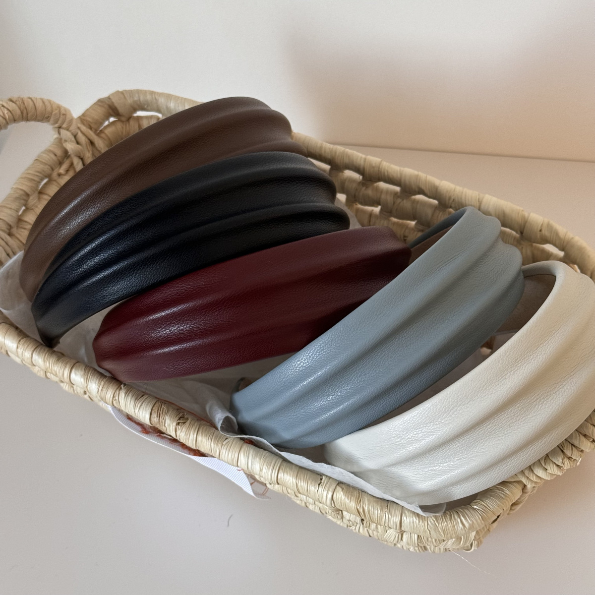 PU 가죽 와이드 헤어밴드 여성 소녀 웨이브 솔리드 헤 - Leatherwork Rings 리뷰 및 가격