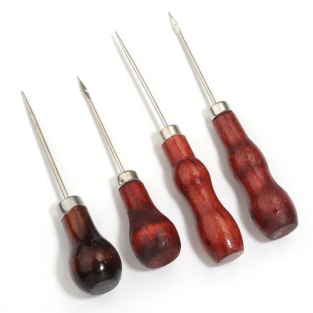 나무 손잡이 두건 DIY 가죽 텐트 바느질 두건 신발  - Leatherwork Awl 리뷰 및 가격